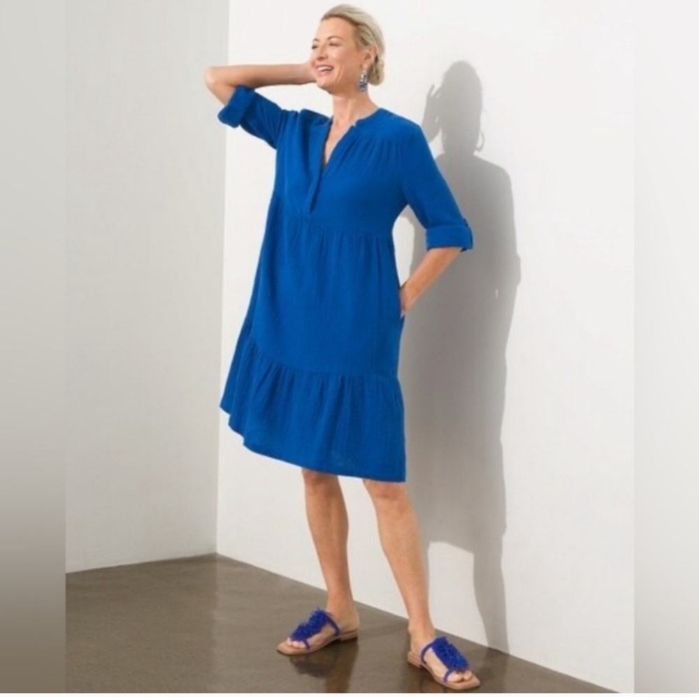 Chico's Tiered Blue Dress Size XL